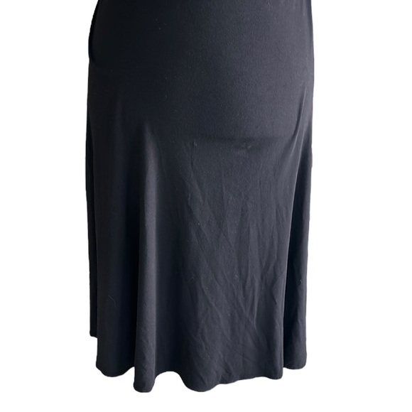 Shoshanna Black Jersey Knit Draped Surplice V-Neck A-Line Midi Dress - 8 - Picture 7 of 10